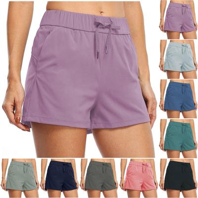 Shorts Casuales de Yoga para Correr y Fitness con Cordones de Color Sólido para Mujer