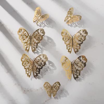 12 Pcs 3D Hollow Wall Stickers Butterfly Fridge  for Home Decoration New