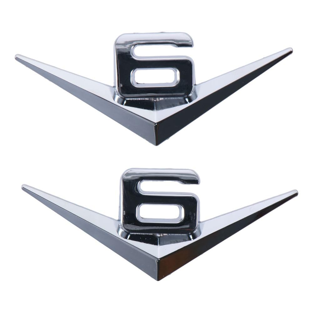 

Qicarkey 2pcs 3D V6 Car Emblem Badge Decal Metal Car Logo Emblem Letter Car