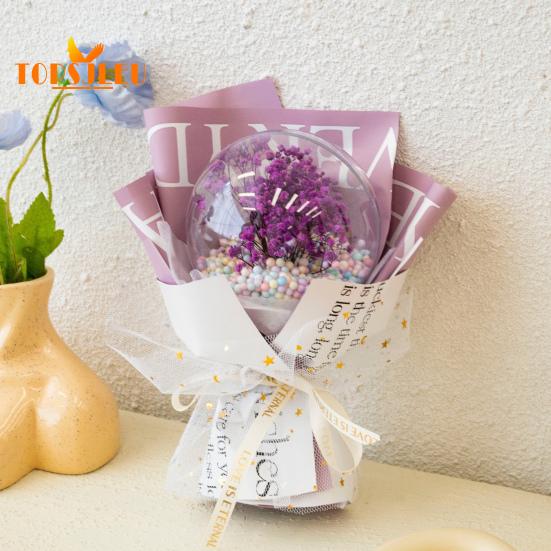 Buquê falso, novidade criativa, presente de dia das mães, buquê falso Babysbreath, acessórios de capa de bola para o dia dos professores