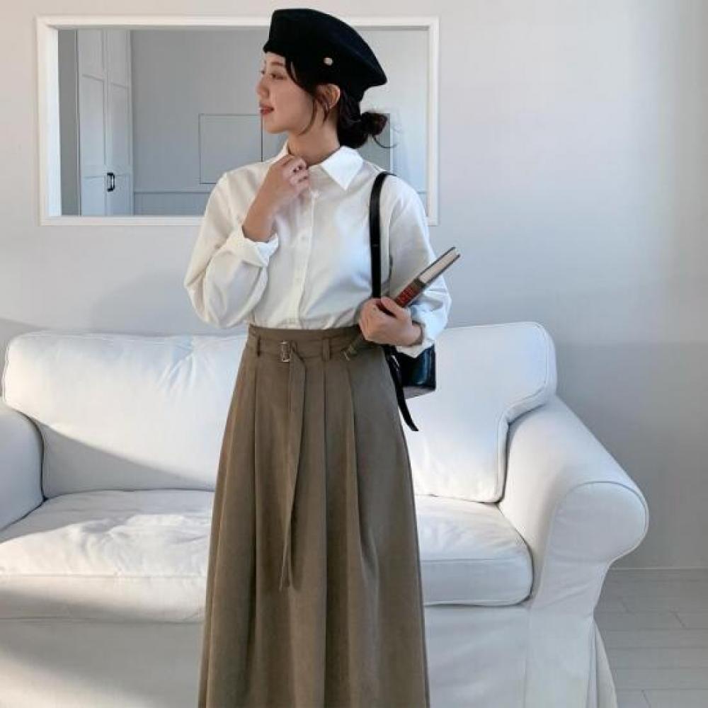 New Arrivals Open Run Women Long Skirt Corduroy Back Band Flare