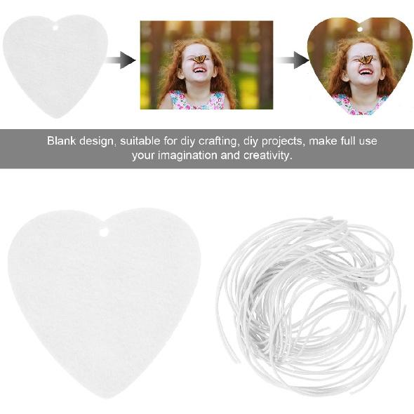 LIFKOME 50 Pcs Heart Shape Sublimation Felt Air Freshener Blanks with Elastic Straps for Diy Car Vent and Home Decoration 3.54 Inch
