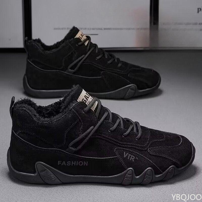 

Зимняя мужская обувь с круглым носком, модная, универсальная, противоскользящая, утепленная, простая, удобная, повседневная, мужская хлопковая обувь 41