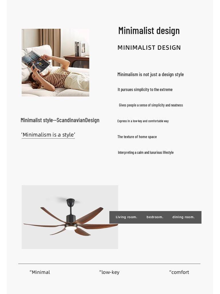 American Retro Smart Silent Ceiling Fan with Light, Large Five-Blade Design for Living Room or Restaurant
