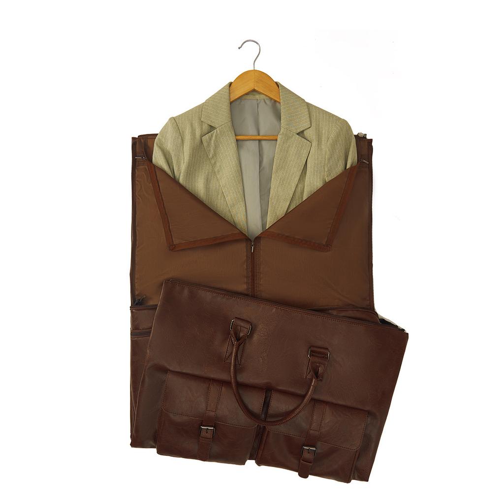 Travel Convenient Portable Garment Bag Large PU Leather Luggage Bag
