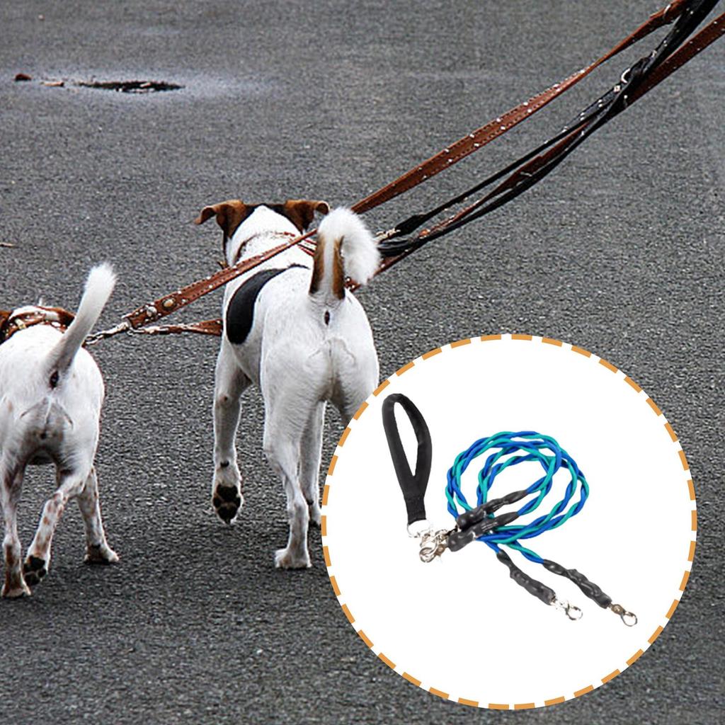 Double Dog Rope Padded Handle Heavy Duty Cable Walking Double Cable For Two Puppy For Small Medium Large Breed Puppy Walking