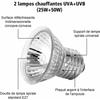 Kit Lampe Chauffante - LARGEIGHT - Tortue Terrestre - 2 Ampoules UVA UVB 25W/50W - Rotation 360° - Multicolore