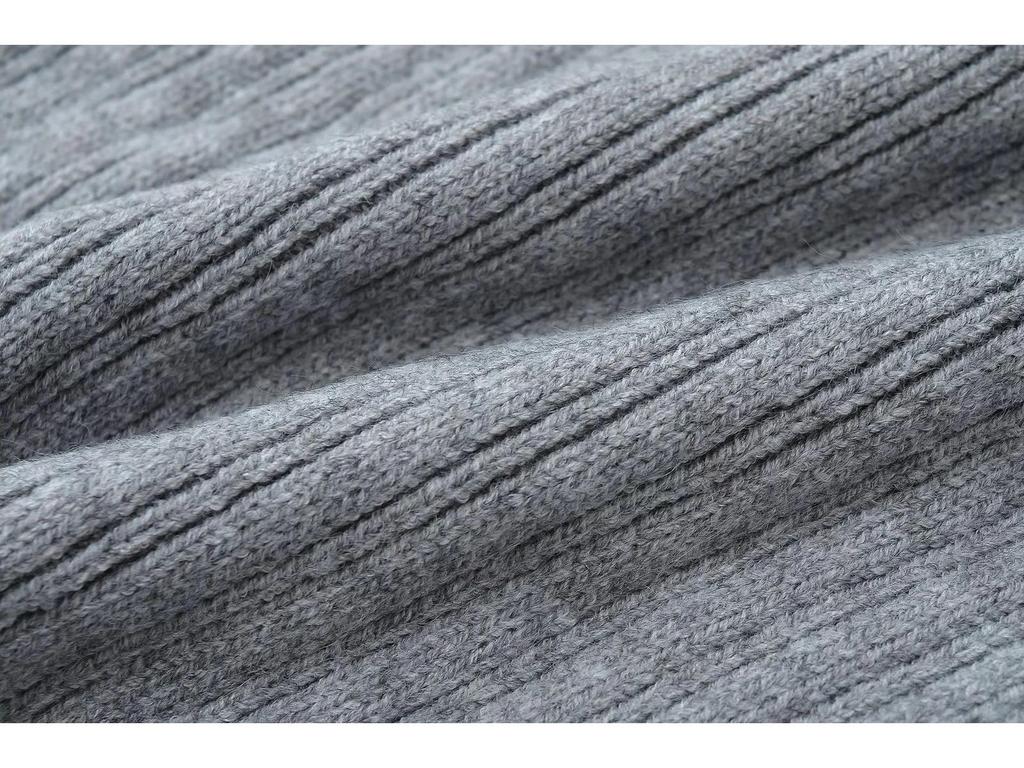 Mature Retro Fold-over Waist Knit Midi Skirt for Women - Slimming Hip-hugging Grey Skirt for Autumn/Winter