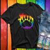 T-Shirt con Stampa Grafica Zampa d'Orso Arcobaleno Maglietta Gay Pride Unisex Cotone LGBTQ