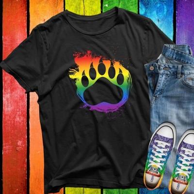 T-Shirt con Stampa Grafica Zampa d'Orso Arcobaleno Maglietta Gay Pride Unisex Cotone LGBTQ