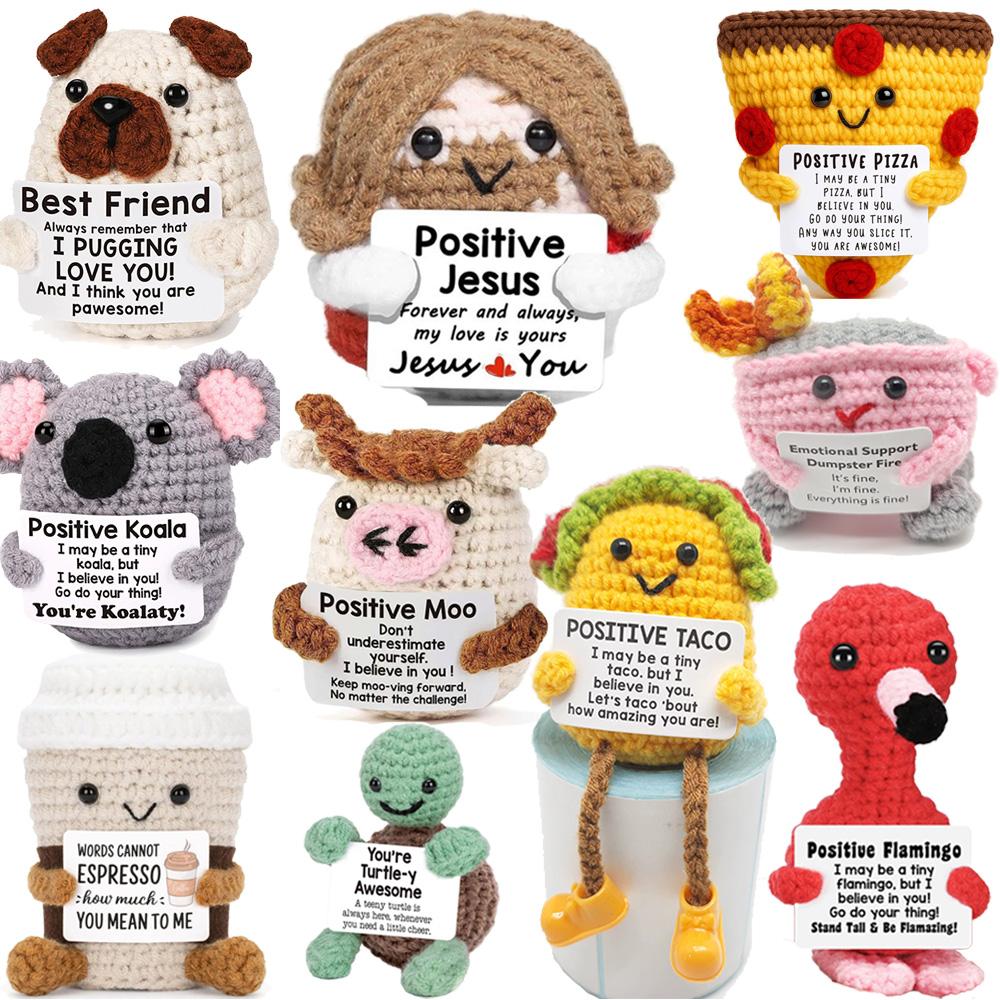 Positive Energy Potato Pocket Hug Handmade AnimalCrochet Mini Doll Funny Wool Gift for Friends or Lover Emotional Support Plant