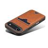 DENIOR For iPhone Air Case Card Holder Kickstand Leather+PC+TPU Phone Cover