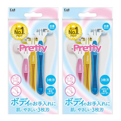 Kai Pretty Triple-Blade Body Razor for Women 3 Pcs 2 Pcs