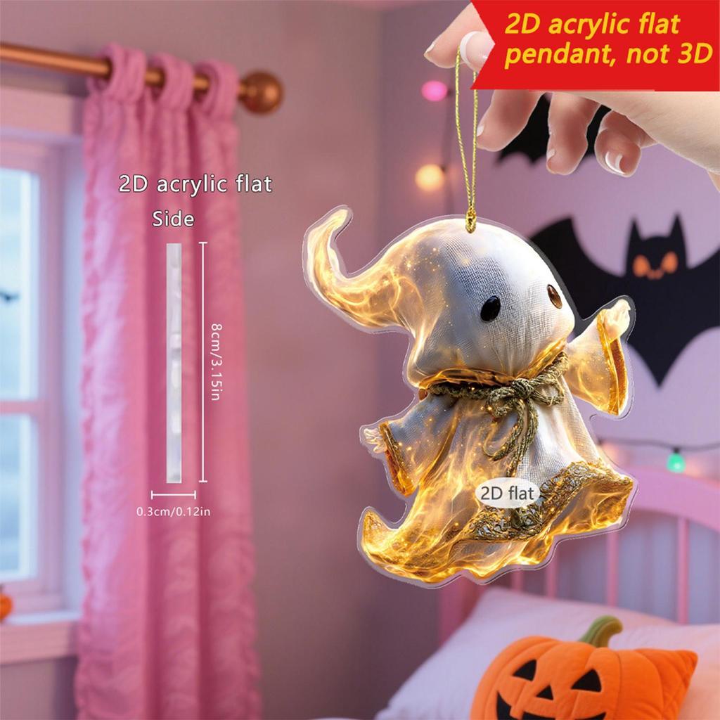 Halloween New Funny White Ghost 2D Flat Acrylic Backpack Pendant Halloween Ghost Acrylic Decoration for Offices House