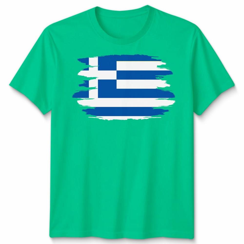 Gescheurde Griekse Vlag Unisex T-shirt Griekse Trots Verweerd Ontwerp Grafische Tee