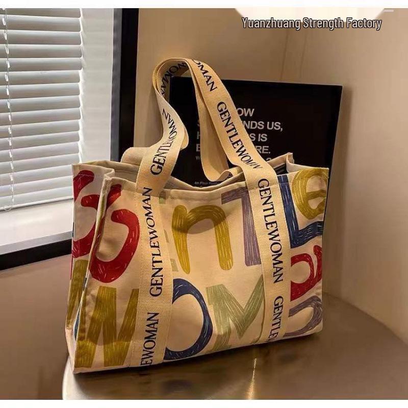 Damen Canvas Tote mit großem Fassungsvermögen für Sommerausflüge, den lässigen Arbeitsweg, Kurztrips & Shopping