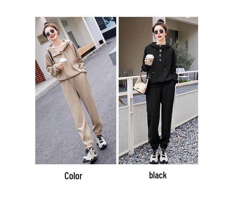 Women's Plus Size Loose Tracksuit - 2025 Autumn/Winter Fashion Sweatshirt Two-Piece Set