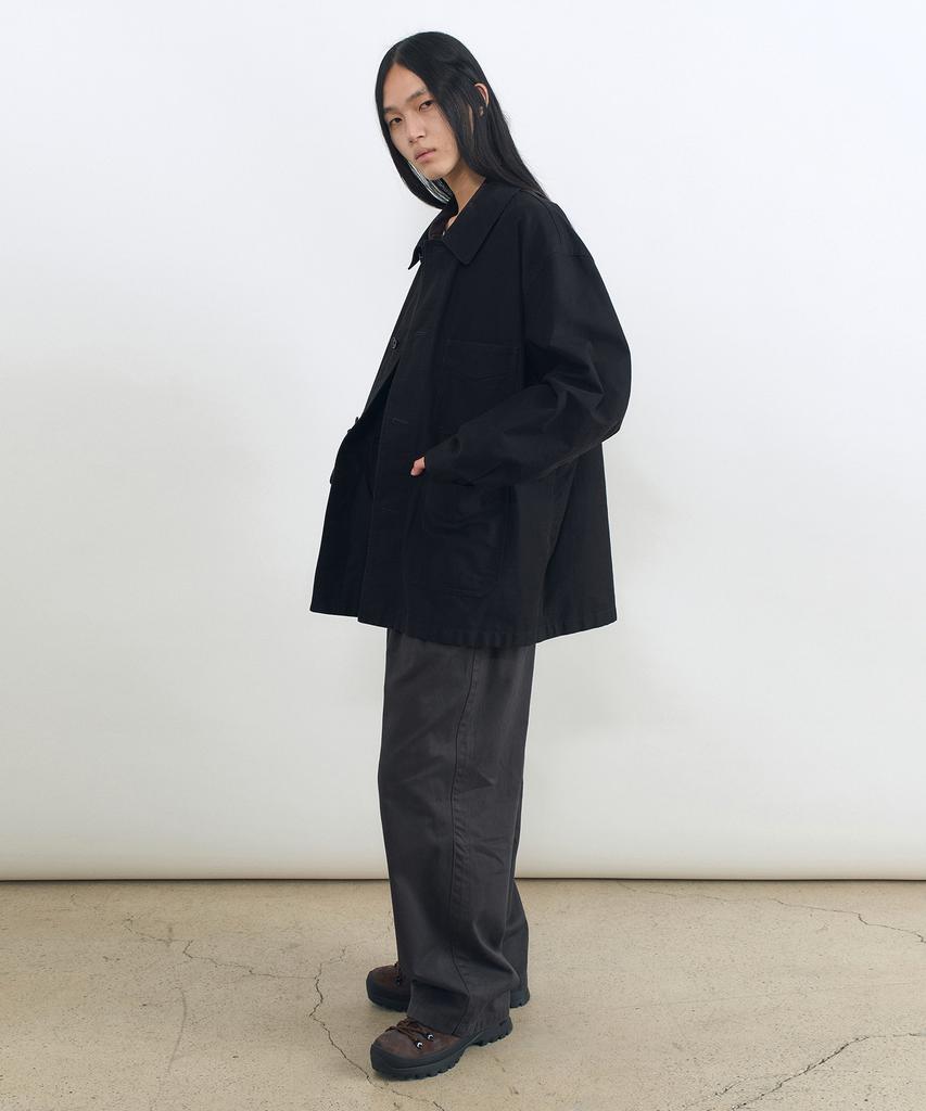 INSILENCE Garment Dyed Double-Pleat Wide Pants Dark Grey