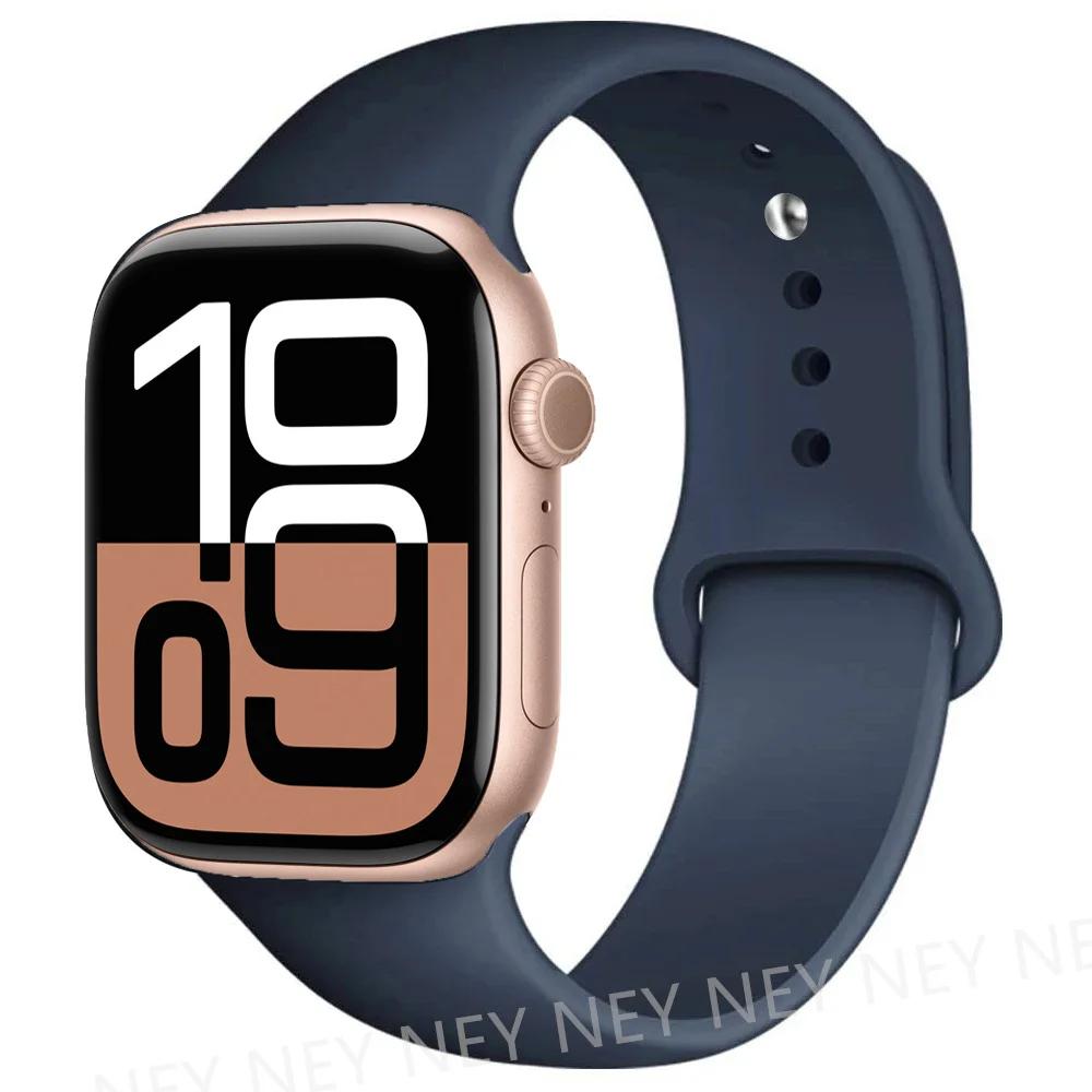 Silicone Band For Apple Watch Straps Ultra 2 49mm 45mm 44-40mm 41mm Sport Bracelet Apple Watch Series 10 42mm-46mm 8 7 6 5 SE 9