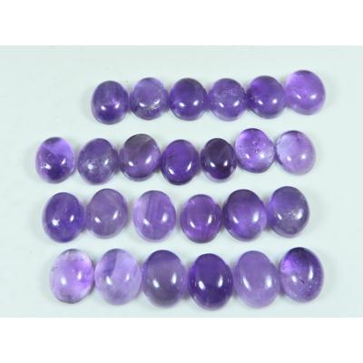 9X11MM Natural Amethyst Oval Shape Cabochon Loose Gemstone 25Pcs Lot 128Cts. C-3652
