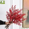 Crafts DIY Red Berry Branche Realistic Snow Frosted Artificial Holly Berries Reusable Wreath Decor Fake Plant Party Supplies