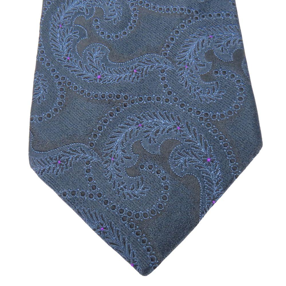 Used GUCCI tie Gloss Paisley Pattern silk Navy system purple business