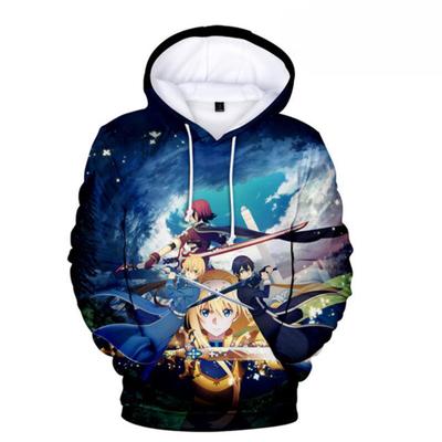 Anime Sword Art Online 3D Harajuku Kapşonlu Kazak Erkek Moda Kazak Sonbahar Eğitim Kapşonlu
