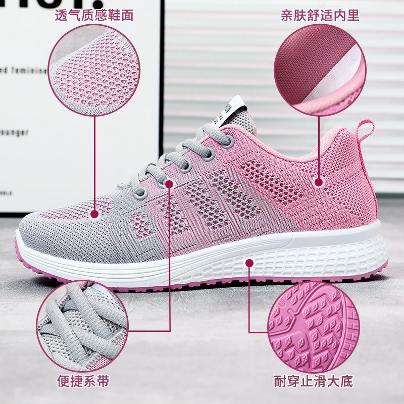 Women's shoes versatile spring new fly-woven sports shoes women's shoes soft-soled casual student running shoes
