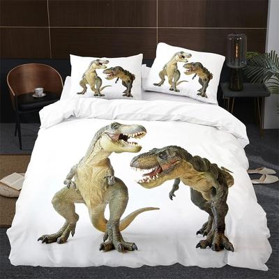 Copripiumino Dinosauro Cartone Animato Misura King Queen Tema Jurassic World Set Biancheria da Letto per Bambini Ragazzi Animale Antico Copripiumino in Poliestere