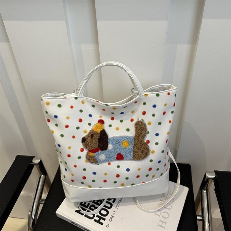 Trendy White Pu Tote Bag For Women Spacious Vintage Crossbody Handbag