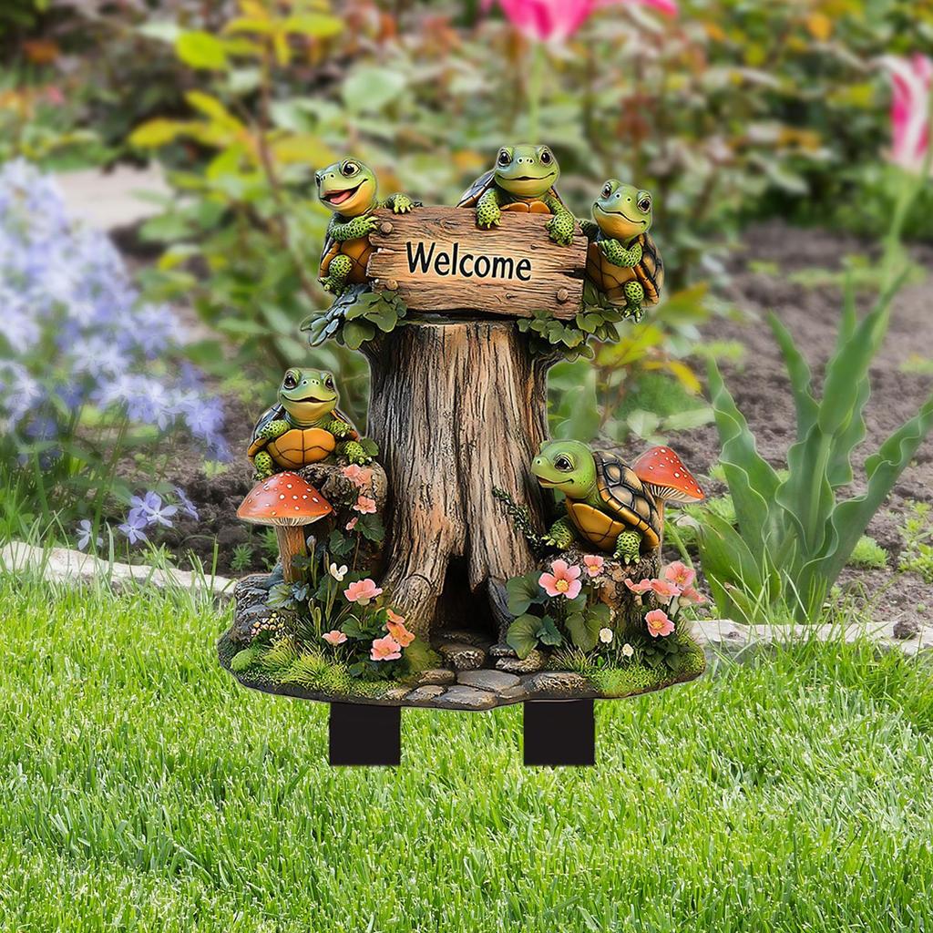 Skilpadde Hagepinne Dekorativ Plakett 2D Kunst Vanntett Søt Plendekorasjon Hagepynt for