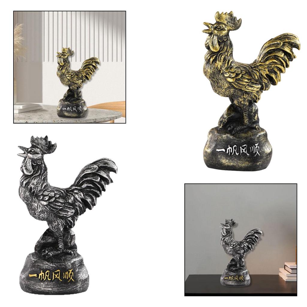 Lucky Rooster Figurine Tabletop Decoration 9.7×5×15cm Wear Resistant for Lucky Blessing Lightweight Versatile Resin
