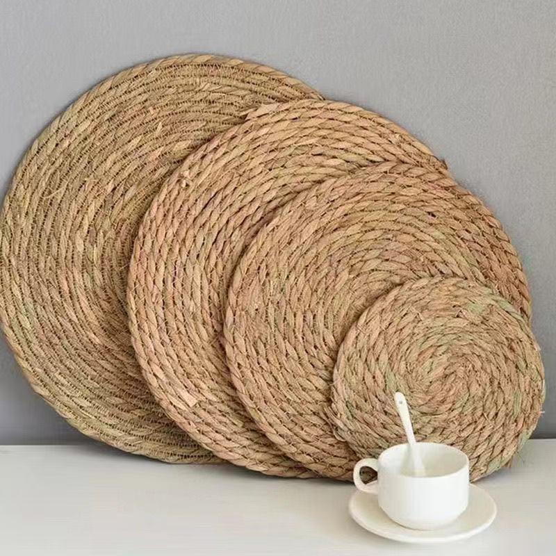 Handmade Woven Heat-Resistant Cattail Placemats: Non-Slip Casserole and Tea Mats