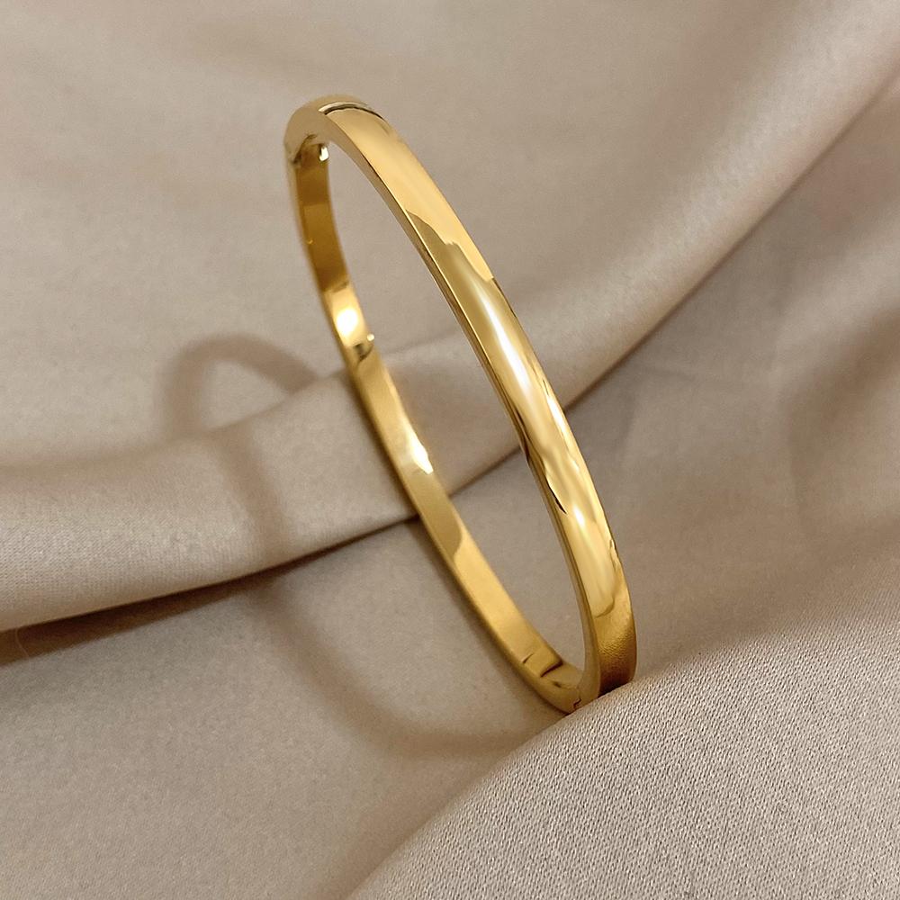 Greatera Jednoduchý Tenký 4mm Široký Náramek Manžeta Nerezová Ocel Originální Design Růžové Zlato/Stříbrná Barva Pánský Dámský Náramek Dárky Nový