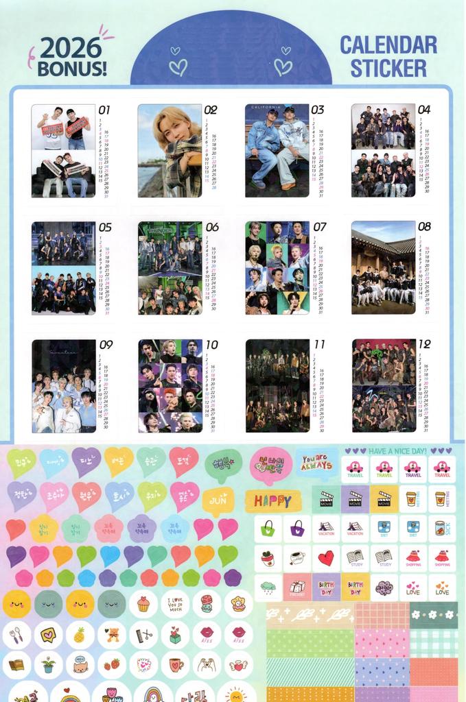 Seventeen Goods Large Wall Calendar 2026 Sticker Set + K-POP