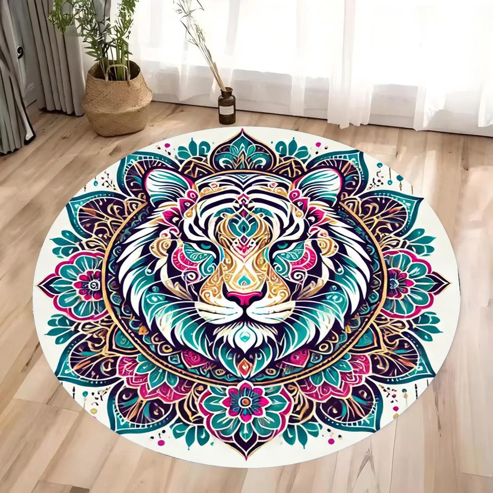 1pc The Retro Bohemian Forest King Circular Printed Carpet Is Inspired By The Mysterious Forest