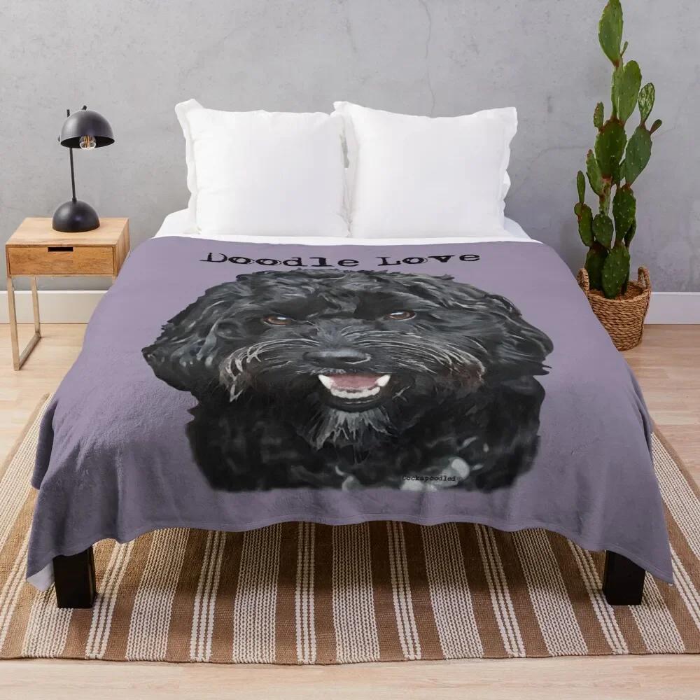 Labradoodle Doodle Dog Flannel Throw Blanket Cute Kawaii Dog Lightweight Super Soft for Sofa Couch Bed Festival Birthday Gift