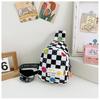 Smiling Face Chessboard Children Diagonal Shoulder Bag Casual Outdoor Storagebag