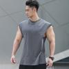 New Sports Vest Men'S Loose Summer Pure Cotton Fitness And Bodybuilding Quick Drying Sleeveless Shoulder White Base Shirt Sleeveless T-Shirt