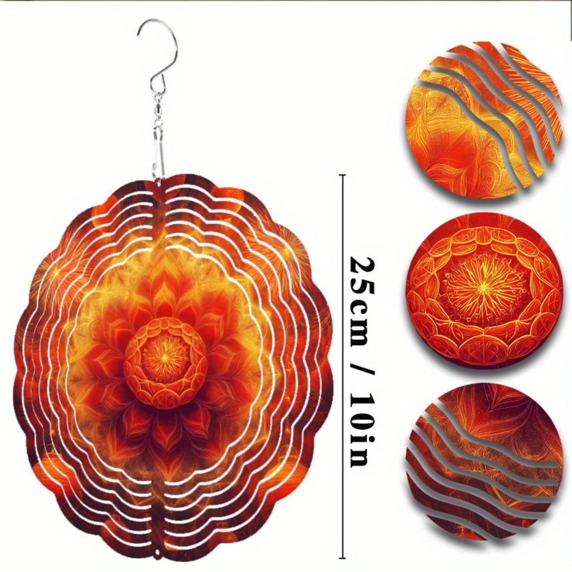 

10 Inch Bohemian Metal Wind Chime with 360 Degree Swivel Hook Sunburst Design for Spring Summer Balcony 01A