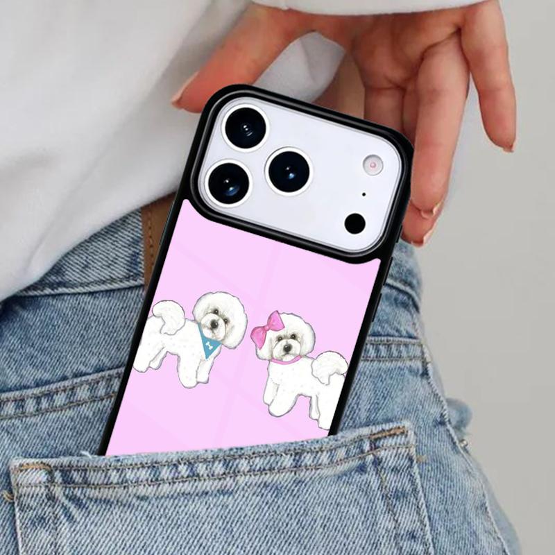 Cute Cartoon Bichon Frise Phone Case for iPhone 16e 15 14 13 12 17 Pro Max Plus Air 17pro Cover Coque