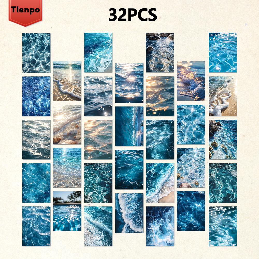 

32pcs, Sea Scenery Postcards, Wall Stickers, Mailing Cards, Greeting Cards, DIY Postcards, Souvenir Postcards, Decoration Produc