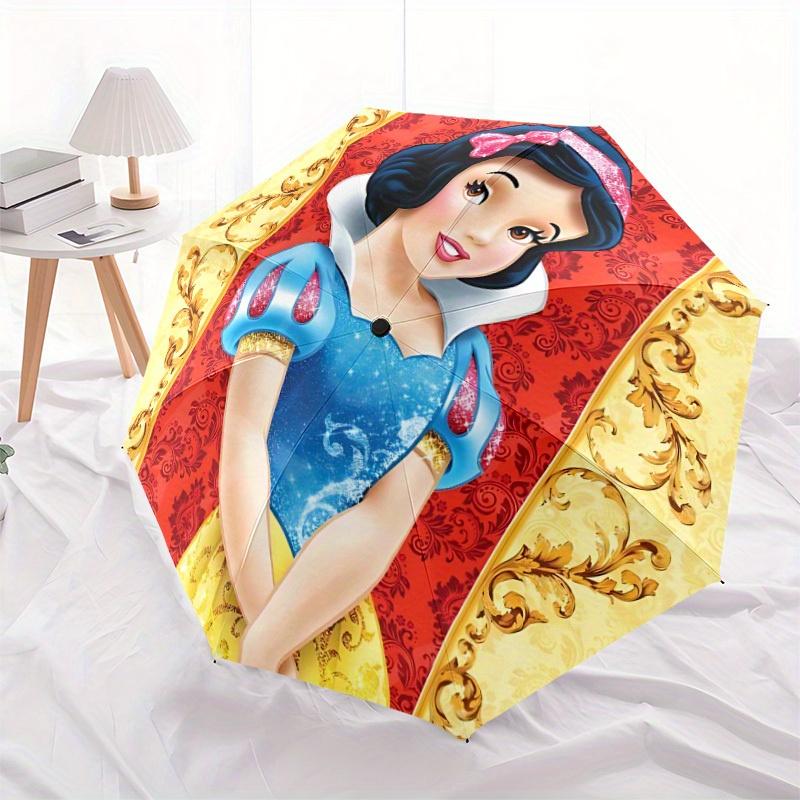 1pc Snow White Automatic Folding Umbrella, 8-Rib Portable & Foldable Design, Highqualityy0722051