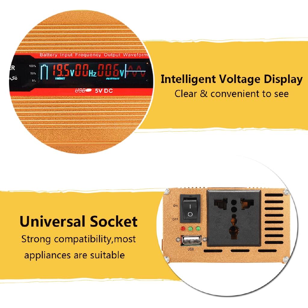 6000W Car Power Inverter 12/24V To 220/110V Converter USB Modified Sine Wave Overload Protection High Conversion Sturdy