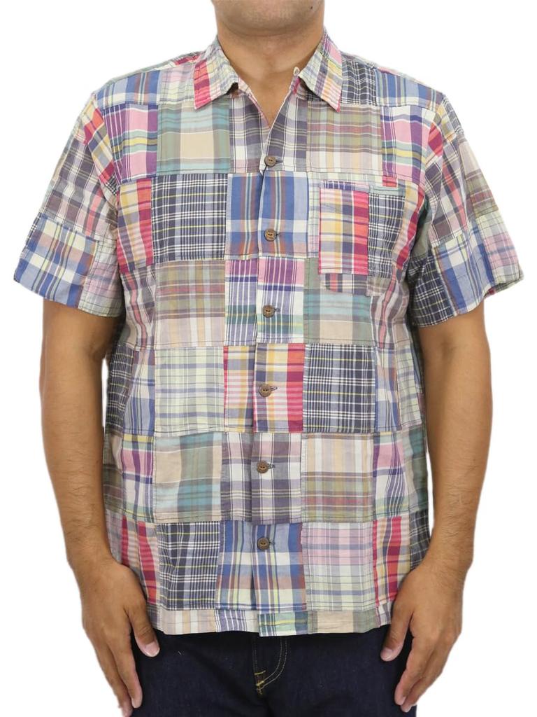Polo Ralph Lauren Classic Fit Patchwork Madras Check Short Sleeve Size Multi Men's Open-Collar Shirt, XXL, 0104562, [Used]