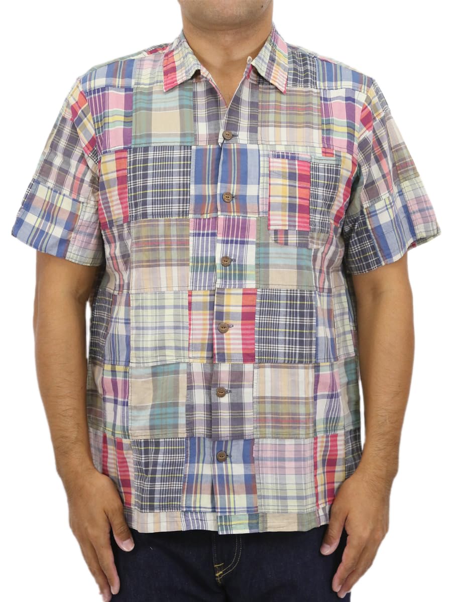 

Polo Ralph Lauren Классический крой Пэчворк Мадрасская клетка Короткий рукав Размер Мужская рубашка с открытым воротником, XXL, 0104562, [Б/у]