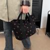Corduroy Printed Tote Bag Versatile Ladies Strawberry Printed Handbag Large Capacity Handbag Bag