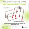 Versatile 2Pcs BBQ Rotisserie Meat Forks Clamp Grill Meatpicks Stainless Steel Barbecue Skewer