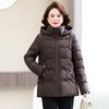 Mom's winter removable hat with cotton thickened warm cotton clothes middle-aged and elderly fashion solid color loose coat