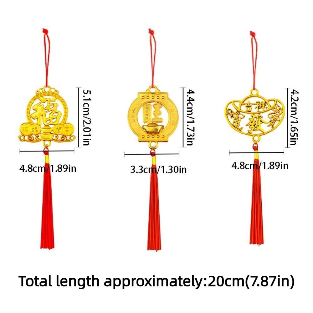 6/10Pcs Gold Chinese New Year Pendant Waterproof Wealth Spring Festival Bonsai Pendant with Tassel Traditional